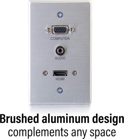 C2G Legrand HDMI VGA وAUX ممر جداري، إدارة كابلات الحائط، لوحة حائط ألومنيوم تمر عبر لوحة الحائط، فضي، عدد 1، C2G 39707 in Kuwait