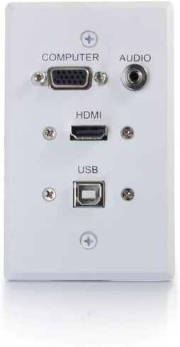 C2G Legrand HDMI VGA وAUX ممر جداري، إدارة كابلات الحائط، لوحة حائط ألومنيوم تمر عبر لوحة الحائط، فضي، عدد 1، C2G 39707 in Kuwait