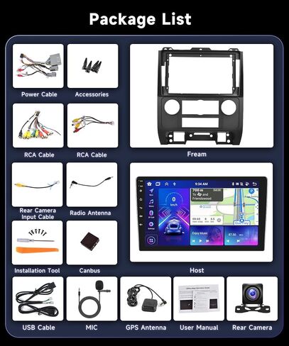 8 Core 6G+128G for Ford Escape/Ford Kuga/Mazda Tribute 2007-2012 راديو ستيريو للسيارة مع CarPlay لاسلكي Android Auto/9 بوصة 1280x720P IPS لمس/BT5.0/GPS/WiFi/DSP/46 EQ/كاميرا احتياطية in Saudi Arabia