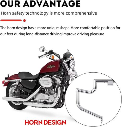 1.5" Crash Bar Engine Guard Highway Freeway Bar for Harley Sportster XL XLH 883 1100 1200 Custom Deluxe Hugger Sport (Matte Black) in Kuwait