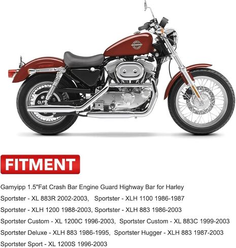 1.5" Crash Bar Engine Guard Highway Freeway Bar for Harley Sportster XL XLH 883 1100 1200 Custom Deluxe Hugger Sport (Matte Black) in Kuwait