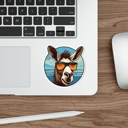 Donkey Sticker Travel Outdoors Decal Vinyl Small Waterproof for Water Bottle Mug Passport Book Scrapbook Notebook Laptop Tumbler Skateboard Computer Phone Size 4" Funny Gift ID44990 in Saudi Arabia