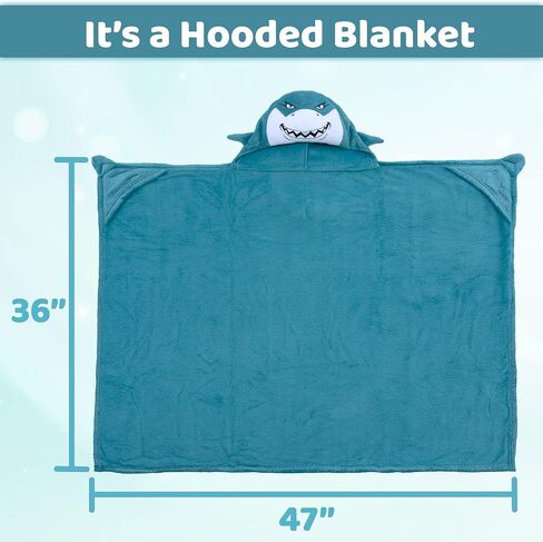 Comfy Critters Blanket Hoodie for Kids, Hooded Blanket, Blanket Pillow Combo, Kids Travel Blanket, Wearable Kids' Shark Blanket (Bubbles The Shark) in Saudi Arabia