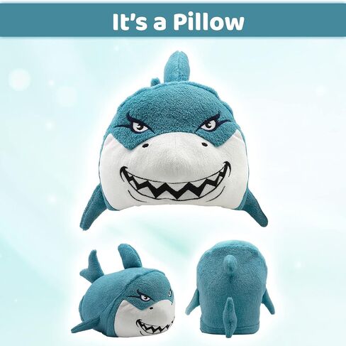 Comfy Critters Blanket Hoodie for Kids, Hooded Blanket, Blanket Pillow Combo, Kids Travel Blanket, Wearable Kids' Shark Blanket (Bubbles The Shark) in Saudi Arabia