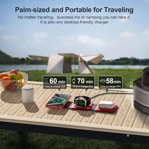 UCOMX 3 in 1 Charging Station for Mult-ple Devices,Foldable 3 in 1 Wireless Charger for Travel,Nano Wireless Charging Station for iPhone 15 14 13 12 Pro Max/Watch 9 8 7 6 5 4 3 Ultral/AirPod Pro in Saudi Arabia
