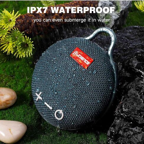 UrbanX Audience Series IPX7 Bluetooth Waterproof Speaker with Clip, 20H Playtime, Compact Speaker with Big Sound, Punchy Bass, Wireless for Beach, Pool, Boat, Biking Blue 1 Pack in Saudi Arabia