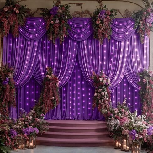 10x10ft Navy Blue Backdrop Curtains with Lights Photo Drapes Wrinkle Free Fabric Backdrop Curtain for Wedding Birthday Party Baby Shower Bridal Shower Home Party Background Decorations in Saudi Arabia