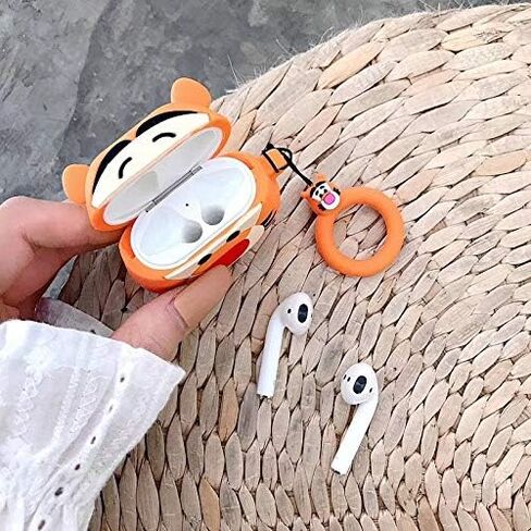 غطاء حماية من السيليكون المضحك متوافق مع أجهزة Apple Airpods 1&2 [تصميم حيوان لطيف] (دب بني صغير) in Kuwait
