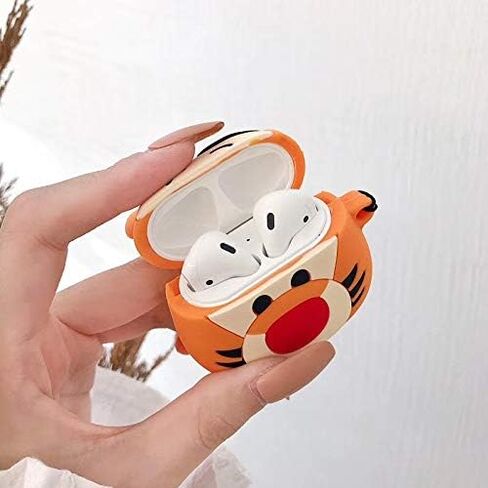 غطاء حماية من السيليكون المضحك متوافق مع أجهزة Apple Airpods 1&2 [تصميم حيوان لطيف] (دب بني صغير) in Kuwait
