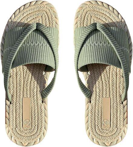 GORGLITTER Women's Open Toe Thong Dressy Sandals Summer Beach Thick Sole Slide Sandals Green 8.5 in Saudi Arabia
