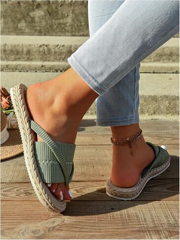 GORGLITTER Women's Open Toe Thong Dressy Sandals Summer Beach Thick Sole Slide Sandals Green 8.5 in Saudi Arabia