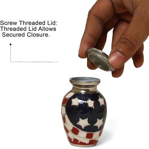 THE ASCENT MEMORIAL American Flag Embossed Urns & Keepsake Set of 4 with Four Velvet Carry Bags, A Funnel, and A Premium Gift Box - Serenity Funeral Ashes Container in Kuwait