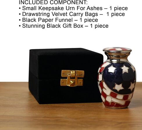 THE ASCENT MEMORIAL American Flag Embossed Urns & Keepsake Set of 4 with Four Velvet Carry Bags, A Funnel, and A Premium Gift Box - Serenity Funeral Ashes Container in Kuwait