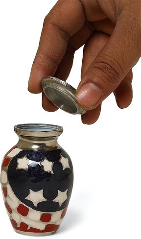 THE ASCENT MEMORIAL American Flag Embossed Urns & Keepsake Set of 4 with Four Velvet Carry Bags, A Funnel, and A Premium Gift Box - Serenity Funeral Ashes Container in Kuwait