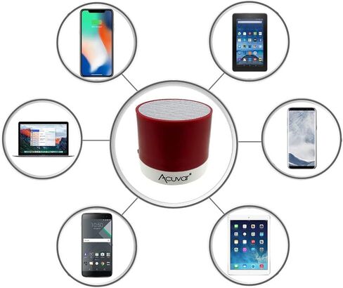2 مكبر صوت صغير لاسلكي قابل للشحن مع قارئ بطاقة Micro SD ومتوافق مع USB (أحمر) in Kuwait