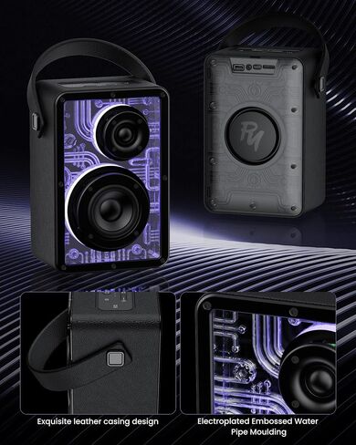 Raymate Bluetooth Speakers Wireless, 80W Bluetooth Speakers with Subwoofer Bluetooth-V5.3, HiFi Stereo Sound, Rhythmic Lighting System, 15H Playtime, 8000mAh Power Bank for Phone, Portable for Outdoor in Saudi Arabia