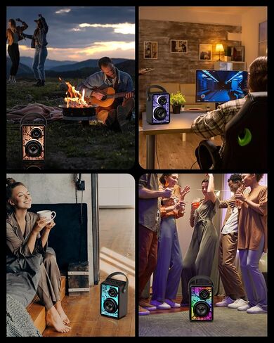 Raymate Bluetooth Speakers Wireless, 80W Bluetooth Speakers with Subwoofer Bluetooth-V5.3, HiFi Stereo Sound, Rhythmic Lighting System, 15H Playtime, 8000mAh Power Bank for Phone, Portable for Outdoor in Saudi Arabia