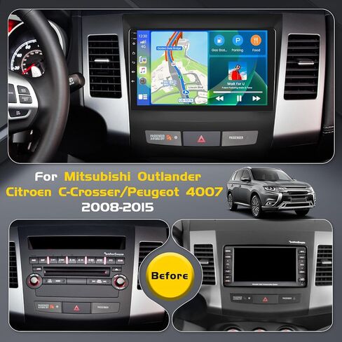 [2+64GB] Inefala 9" Android 13 Touchscreen Stereo for Mitsubishi Outlander/Citroen C-Crosser/Peugeot 4007 2008-2015 with Wireless Carplay Android Auto, GPS Bluetooth WIFI SWC USB MIC RCA Backup Camera in Saudi Arabia