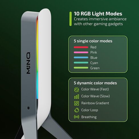 MINQ White RGB Tripod Headphones Stand for Desk - Gaming Headset Stand - Aux - USB Ports - Suitable for Gamer Desktop Table Game Earphone Accessories in Saudi Arabia