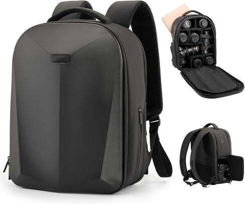حقيبة ظهر للكاميرا صلبة، حقيبة كاميرا كبيرة مقاومة للماء للتصوير الفوتوغرافي مع حجرة كمبيوتر محمول مقاس 15.6 بوصة، حقيبة كاميرا للسفر للمصورين والنساء والرجال لكاميرا Canon Nikon Sony DSLR SLR بدون مرآة in Kuwait