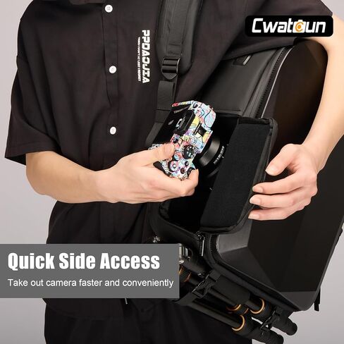 حقيبة ظهر للكاميرا صلبة، حقيبة كاميرا كبيرة مقاومة للماء للتصوير الفوتوغرافي مع حجرة كمبيوتر محمول مقاس 15.6 بوصة، حقيبة كاميرا للسفر للمصورين والنساء والرجال لكاميرا Canon Nikon Sony DSLR SLR بدون مرآة in Kuwait