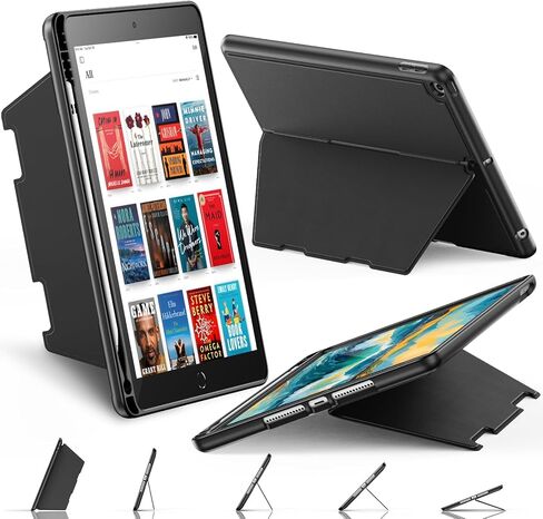 حافظة INFILAND لجهاز iPad الجيل التاسع/الثامن/السابع (10.2 بوصة) مع حامل أقلام، [مسند فائق الثبات] - دعم رأسي وأفقي، حافظة واقية متينة رفيعة لجهاز Apple iPad 10.2 بوصة، أسود in Kuwait