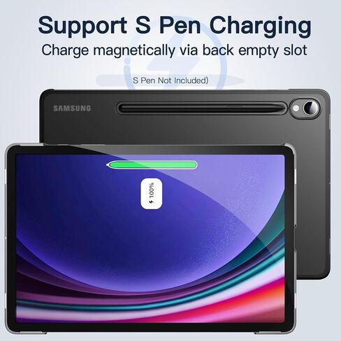 JETech Case for Samsung Galaxy Tab S9 11-Inch, Translucent Back Tri-Fold Stand Protective Tablet Cover, Support S Pen Charging, Auto Wake/Sleep (Black) in Kuwait
