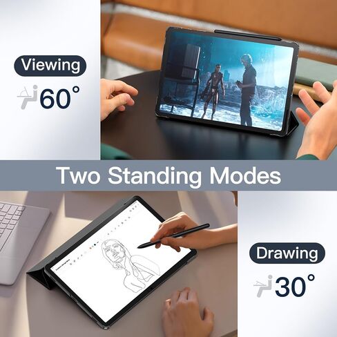 JETech Case for Samsung Galaxy Tab S9 11-Inch, Translucent Back Tri-Fold Stand Protective Tablet Cover, Support S Pen Charging, Auto Wake/Sleep (Black) in Kuwait