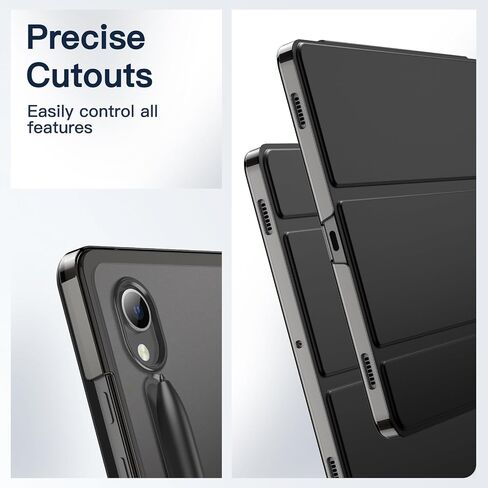 JETech Case for Samsung Galaxy Tab S9 11-Inch, Translucent Back Tri-Fold Stand Protective Tablet Cover, Support S Pen Charging, Auto Wake/Sleep (Black) in Kuwait