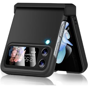 Migexxkj for Samsung Galaxy Z Flip 3 Case with Hinge Protection,Full Body Protective Cover Hard PC Ultra Slim Anti-Scratch Shockproof Lightweight Phone Case for Samsung Galaxy Z Flip 3 5G (Black)