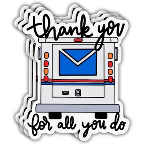 3Pcs - Thank You for All You Do Mailbox Sticker, Thank You Postal Workers, Mail Carrier Waterproof Vinyl Stickers 3 Inches