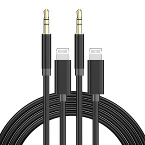 سلك Aux معتمد من Apple MFi لهاتف iPhone، 2 حزمة Lightning إلى 3.5 ملم محول صوت جاك AUX كابل ستيريو للسيارة لهاتف iPhone 14 13 12 11 XS XR X 8 7 إلى ستيريو منزلي للسيارة/سماعة رأس/مكبر صوت، أبيض