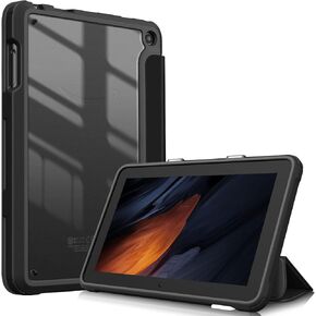 Fintie Hybrid Slim Case for All-New Amazon Kindle Fire 7 (2022 Release-12th Generation) Latest Model - Shockproof Cover with Transparent Back Shell, Black