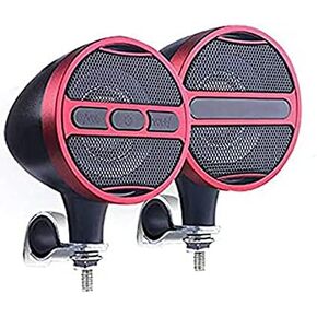 Waterproof Bluetooth Motorcycle Audio Stereo Speaker System MP3 USB FM Radio 12V 2X Red 12V Motorcycle Bluetooth Audio Radio MP3 USB Stereo Sound System Speakers