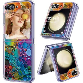 Z Flip 5 Case for Samsung Galaxy Z Flip5 5G 6.7" Phone Case for Women Girls, Colorful Bubbles Design, Slim Flexible Silicone Bumper Anti-Scratch Shockproof Protective Cover for Samsung Z Flip 5 (Rose)