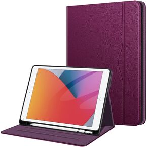 Fintie Folio Case for iPad 9th / 8th / 7th Generation (2021/2020/2019) 10.2 Inch - Multi-Angle Viewing Soft TPU Smart Stand Back Cover with Pocket, Pencil Holder, Auto Sleep/Wake, Purple