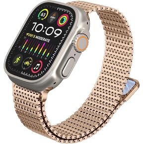 Magnetic Stainless Steel Mesh Loop Watch Band for Apple Watch Ultra 2/Ultra, Metal Bands for iWatch Series 9 8 7 6 5 4 3 2 1 SE2 SE Band for Men Women