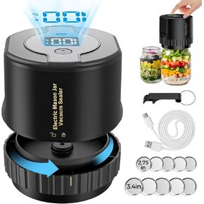 Fodmor Mason Jar Vacuum Sealer,Electric Mason Jar Sealer Vacuum Sealing Kit for Canning,Vacuum Sealer for Mason Canning Jars with Can Opener,Regular and Wide Mouth Mason Jar Lids