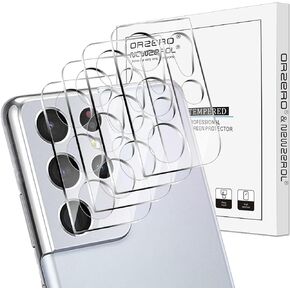 Orzero (4 Pack) Compatible for Samsung Galaxy S21 Ultra 5G Camera Lens Protector, Tempered Glass 2.5D Arc Edges HD Anti-Scratch Bubble-Free
