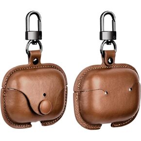 Case for AirPods Pro 2 Airpods Pro 2nd Generation 2023 2022/ AirPods Pro 2019 Case Airpods Pro Leather Case Cover with Keychain Airpods Strap (Brown)