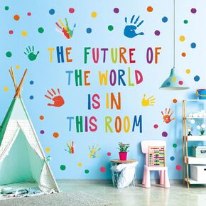 DECOWALL DS8-8050 Handprint Quotes Wall Stickers Decals Baby Art Hand Ink Inspirational Nursery Paint Classroom Gifts DIY Motivational Kids décor Girls Room vinyl door sunday school alphabet posters