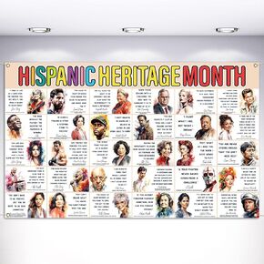 Vohado Hispanic Heritage Month Photo Booth Backdrop Famous Hispanic Latino Spanish People Decoration School Bulletin Board Wall Decor-5.9×3.6ft