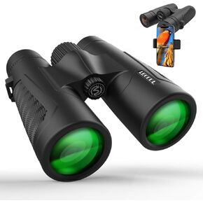 12x42 Binoculars for Adults, Binoculars with Weak Light Vision, Smartphone Photograph Adapter - 18mm Large View Eyepiece,16.5mm Super Bright BAK4 Prism FMC Lens for Birds Watching Hunting Sports