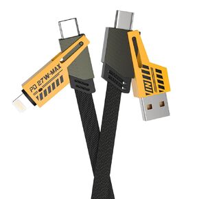 4 in 1 USB C Charging Cable, 65W 3.3ft Lightning Cable Fast Charging, Multi Charge Cable with Lightning/Type C/USB A Port for Cell Phones/Tablets/Samsung Galaxy & More