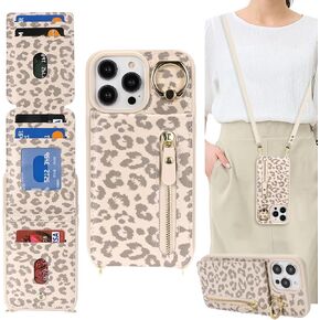 for iPhone 15 pro Case with Card Holder for Women, for iPhone 15 pro Phone Case Wallet with Strap Credit Card Slots Crossbody with Zipper Case for iPhone15pro-Red Wine