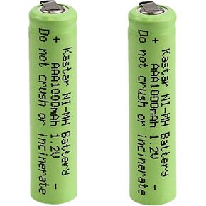 Kastar 2-Pack 1.2V Ni-MH AAA 1000mAh Rechargeable Battery w/Tabs Compatible with Electric Razors Toothbrushe High power Static Applications (Telecoms UPS and Smart grid) Electric Moped Waterpik