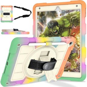 Case for iPad 9th/8th/7th Generation 10.2 inch Case 2021/2020/2019 with Pencil Holder, Shockproof Case with 360° Rotating Hand Strap & Stand, Kids iPad Case for iPad 10.2 inch