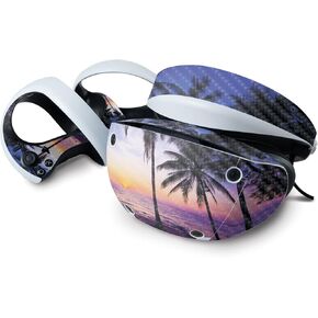 MightySkins Carbon Fiber Skin Compatible with Sony Playstation VR2 - Palm Sunrise | Protective, Durable Textured Carbon Fiber Finish | Easy to Apply & Change Styles | Made in The USA