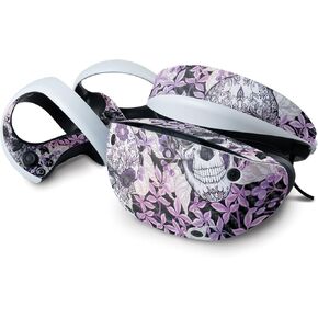 MightySkins Carbon Fiber Skin Compatible with Sony Playstation VR2 - Flower Skull | Protective, Durable Textured Carbon Fiber Finish | Easy to Apply & Change Styles | Made in The USA