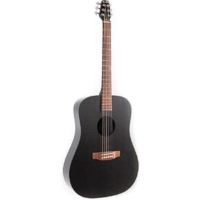 KLOS Full Size Deluxe Guitar, Durable Carbon Fiber Acoustic Electric Guitar - Black with Gig Bag, Strap, Capo, and more